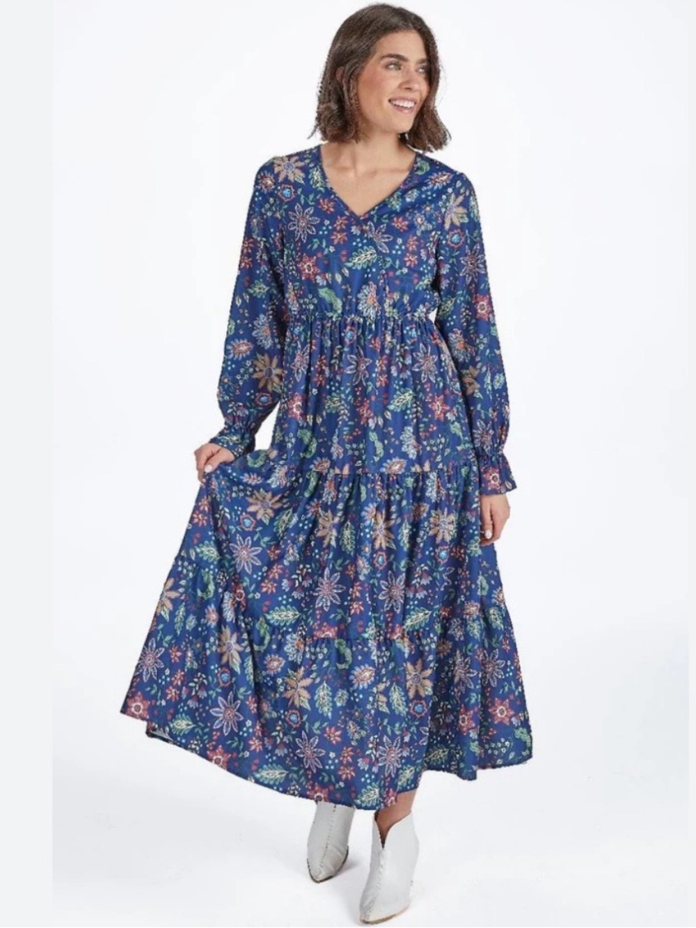 Simply Southern “Mila”Blue Floral Maxi Dress XXL